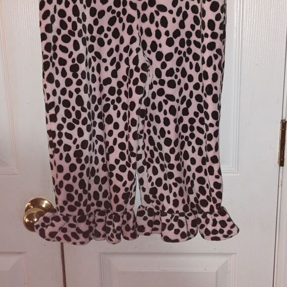Turtle and Pumkin pink animal print soft fleece overall long romper  Sz 4/5 - Picture 2 of 6